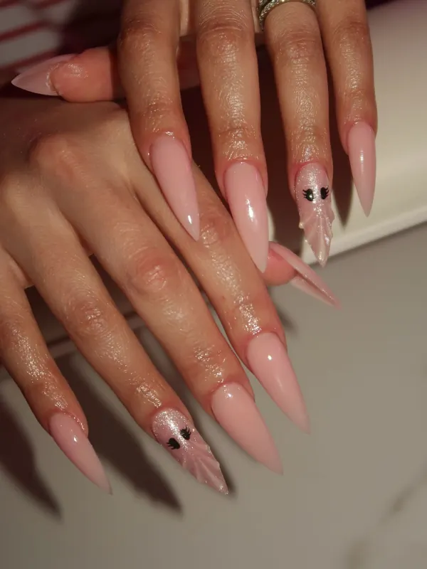 Pink stiletto set, second angle, by Nailed By Yvonne